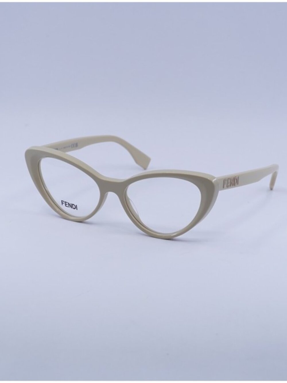 Fendi FE50075I 057 Eyeglasses Shiny Beige 53mm Cat Eye Frame